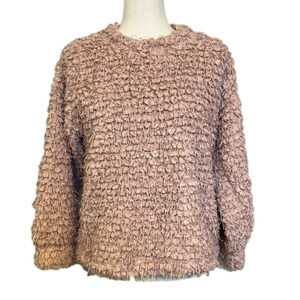 NEW! VINCE CAMUTO Bubble Sleeve Popcorn Eyelash Sweater In Rose Buff Size Medium